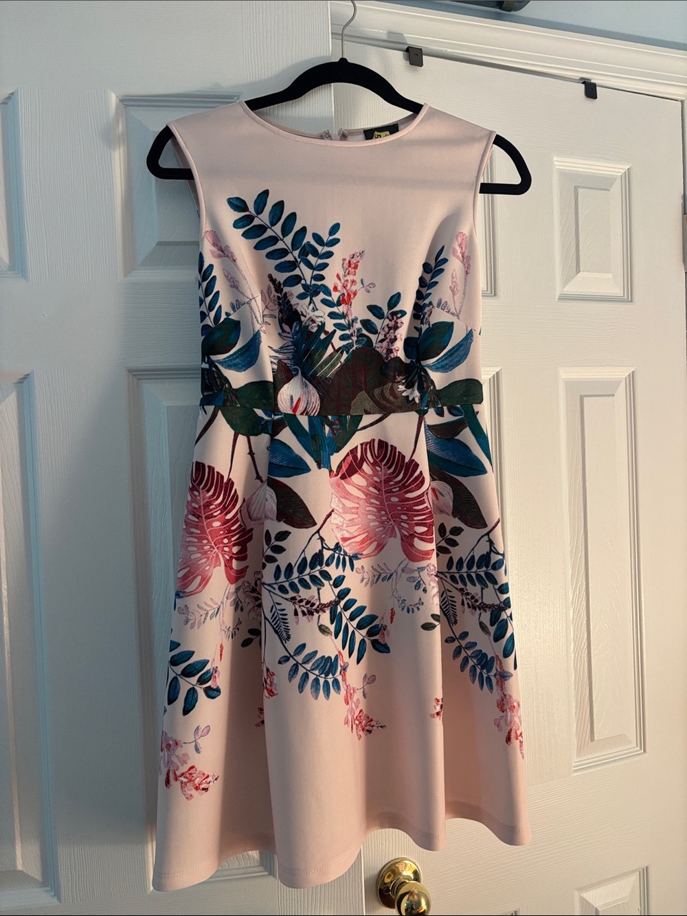 Adrianna Papell Pink Floral A-Line Midi Dress